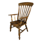 Brown English Windsor armchair with high back