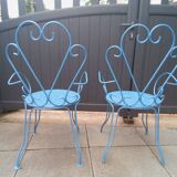 2 splendid garden chairs completely renovated up to date iron 1950