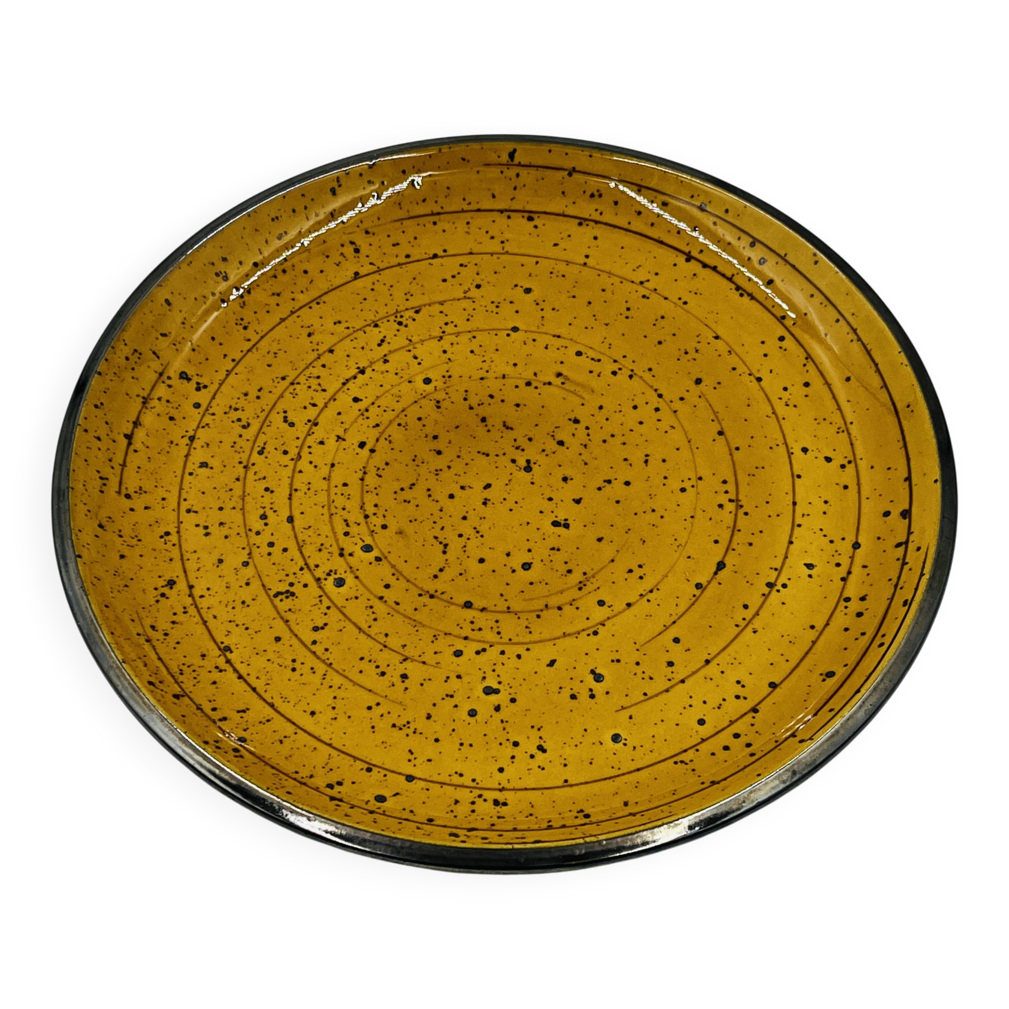Vintage speckled yellow Palma plate Boch La Louvière