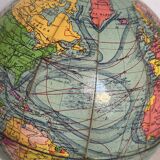 Vintage 1950 terrestrial globe by Girard Barrère Forest Thomas - 26 cm