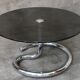 1970s coffee table in smoked glass and chrome