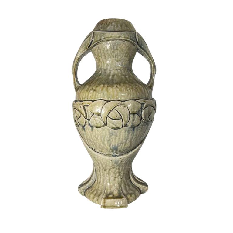 Outdoor vase / sculpture, HELMAN, Art Nouveau glazed stoneware, ca. 1900