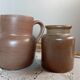 Duo of stoneware ceramic, pitcher and pot, vintage