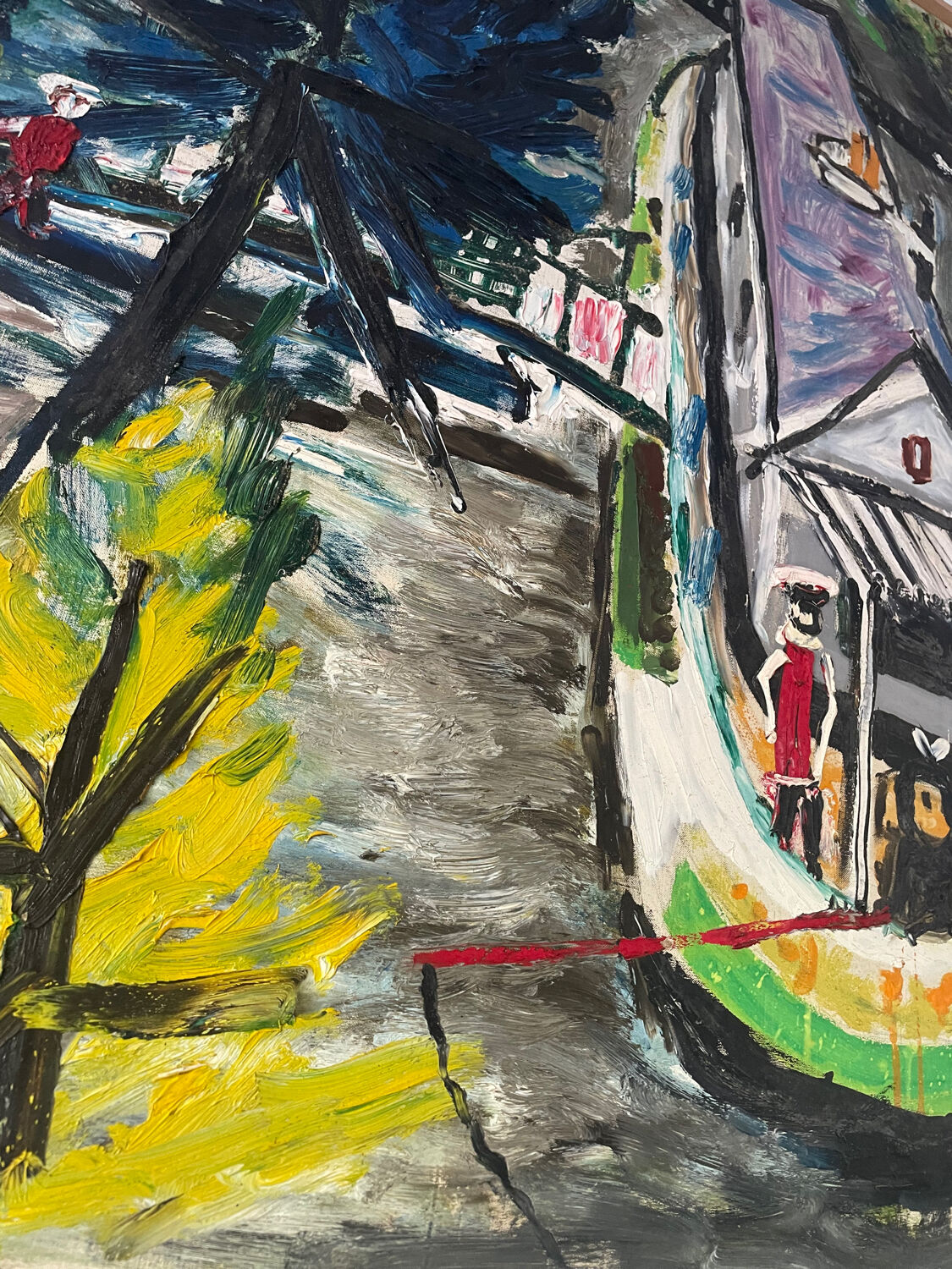 20th century school - The barge - Oil on canvas