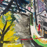 20th century school - The barge - Oil on canvas