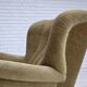 Fauteuil danois des années 1960, velours vert, bois de chêne.