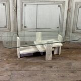 Brutalist Travertine Coffee Table by Willy Ballez