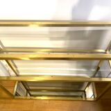3-tier shelf in glass, mirror and brass