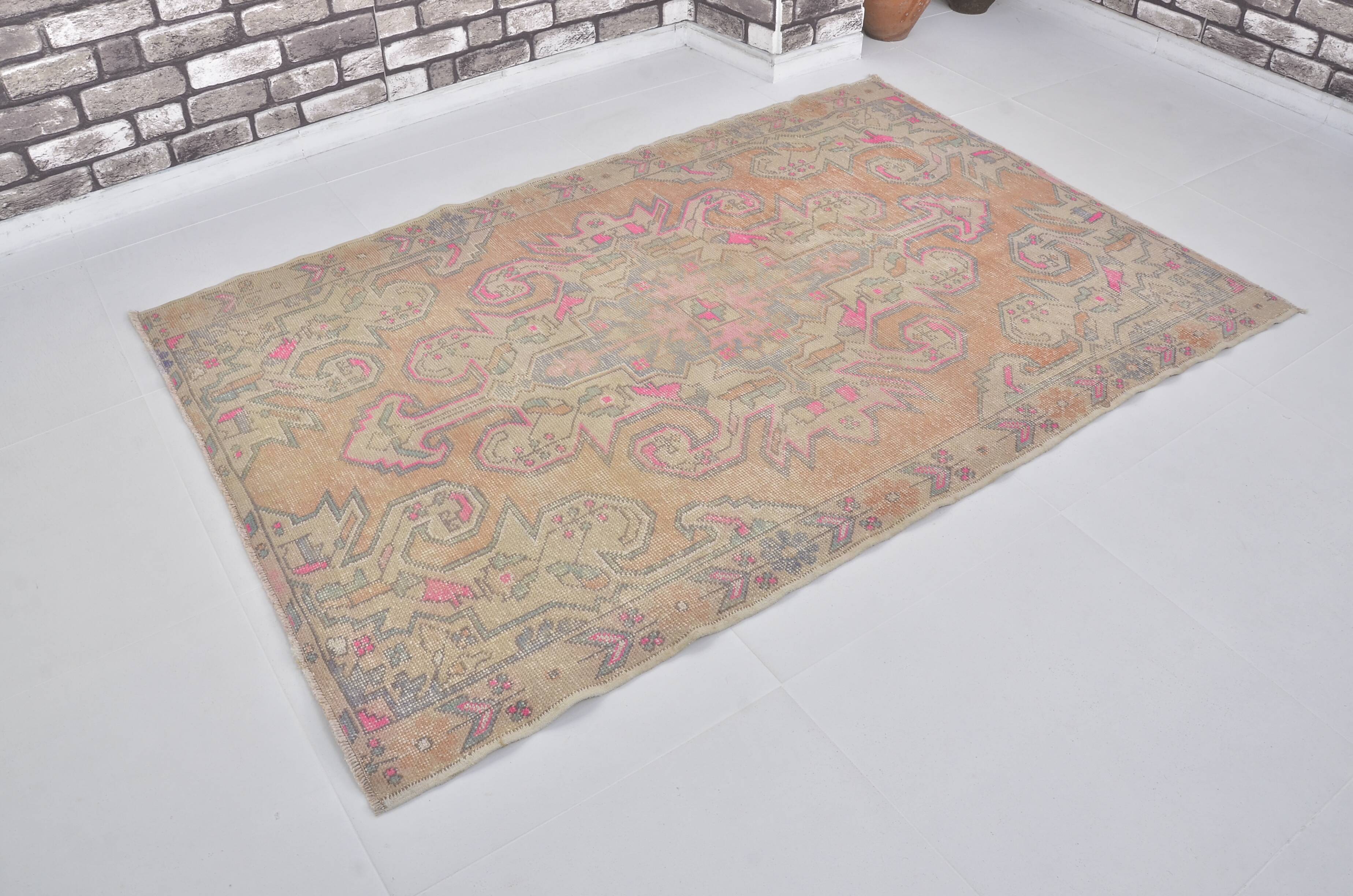 Orange & Beige Turkish Wool Rug sku 2584