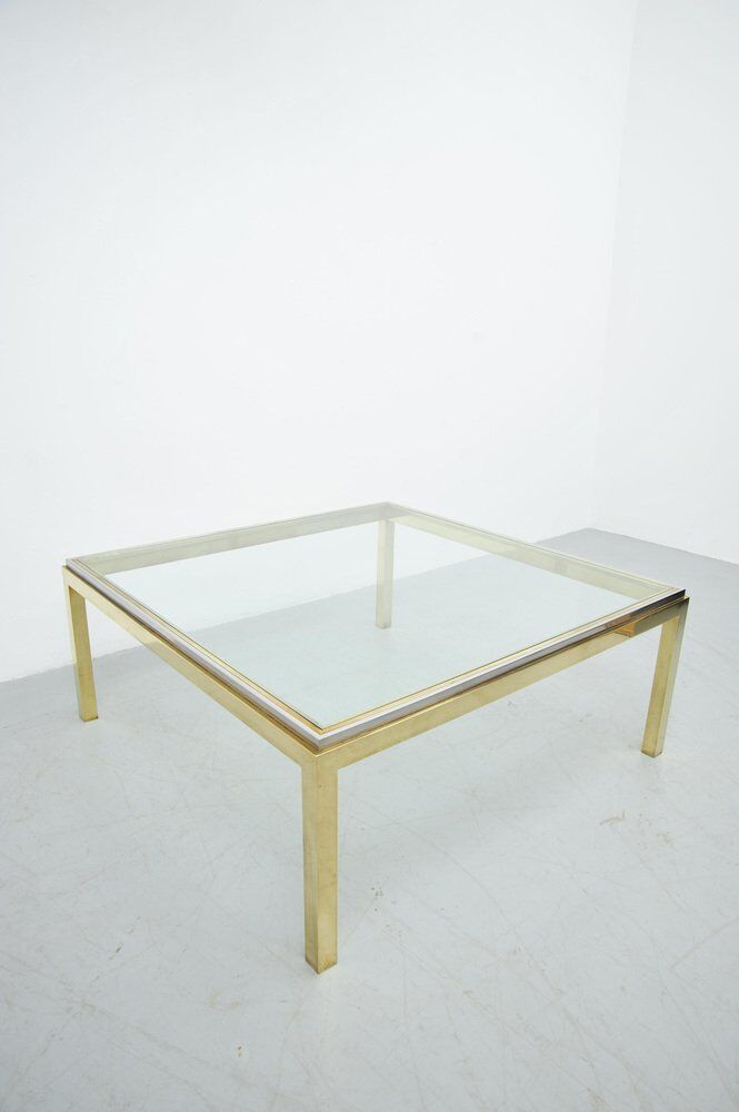 Hollywood Regency two-tone coffee table with glass top,  1970s