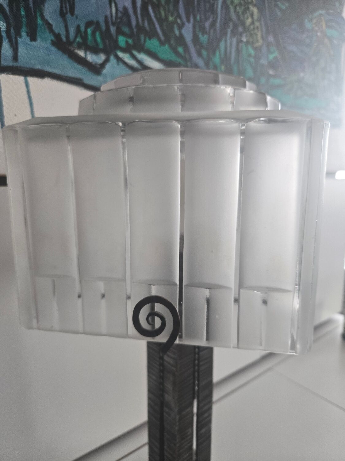 French Art Deco geometric table lamp