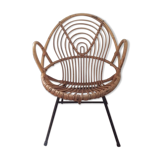 Rattan and vintage metal armchair