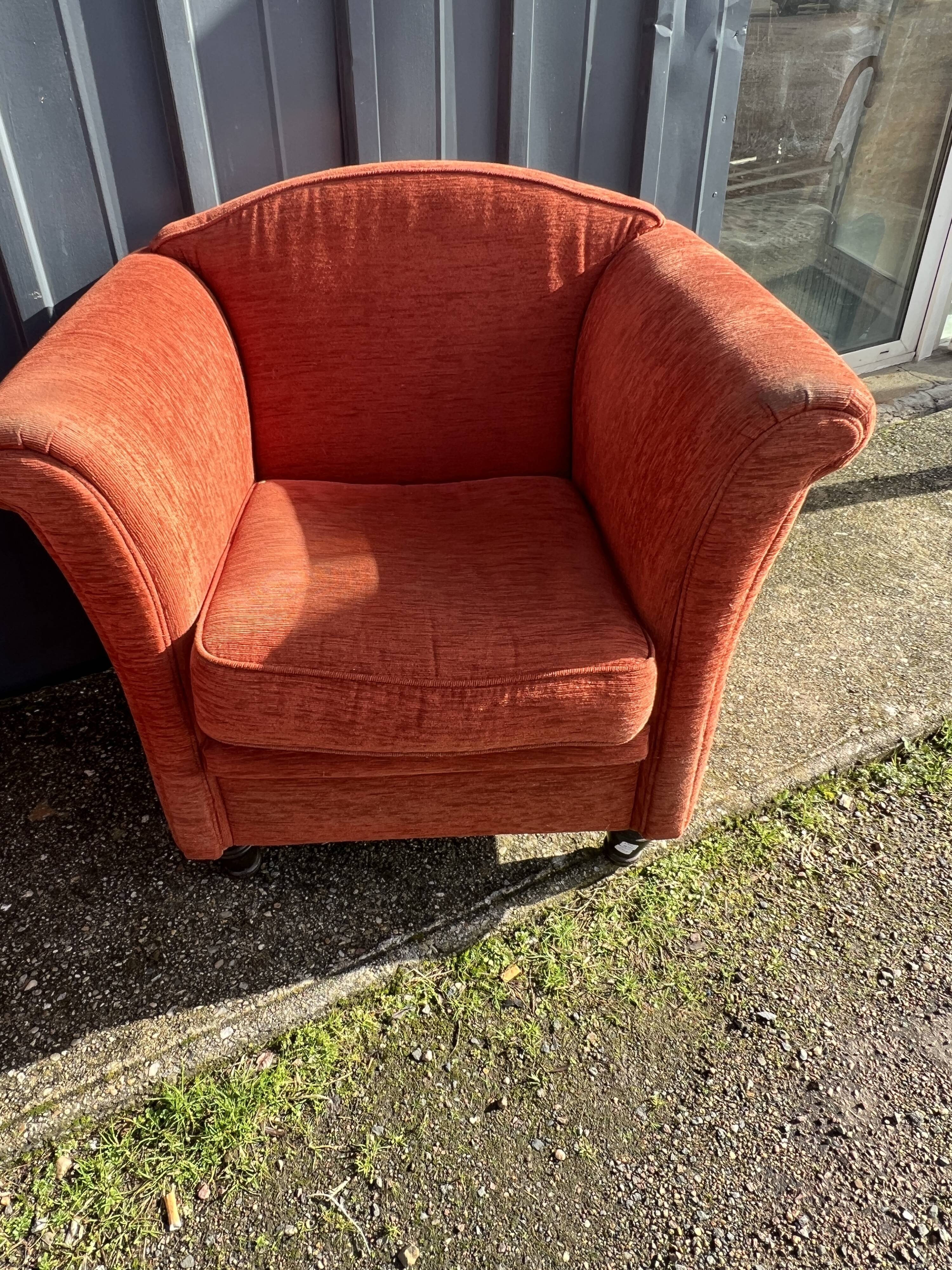 Pair of Art Deco style fabric club armchairs