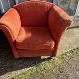 Pair of Art Deco style fabric club armchairs