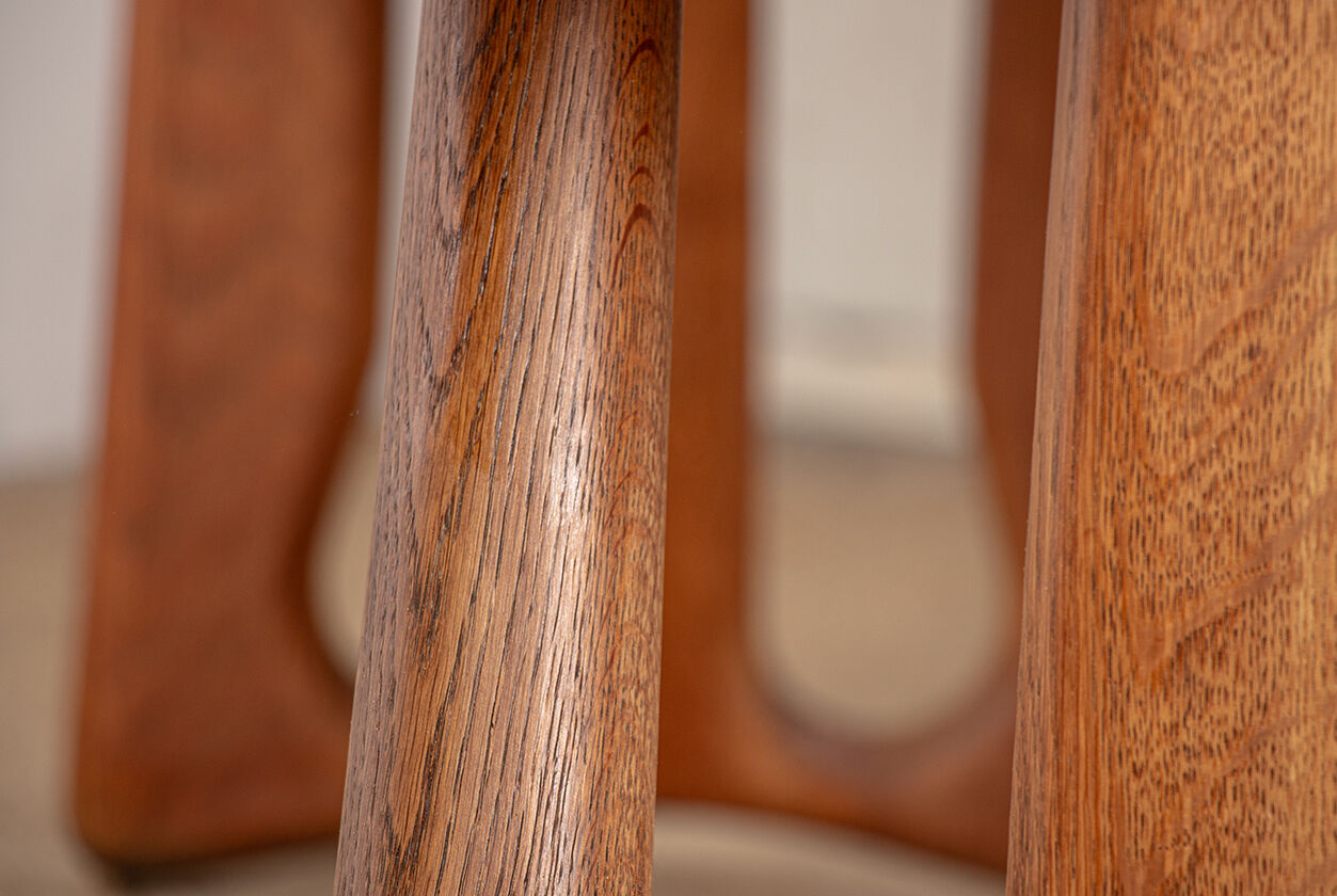Large extendable dining table, 320 cm, in oak, Guillerme and Chambron.