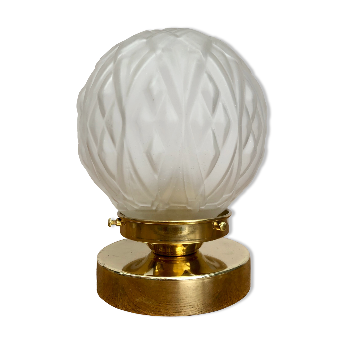 Vintage art deco globe table lamp in frosted glass