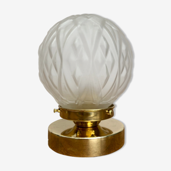 Lampe à poser globe vintage art déco en verre dépoli
