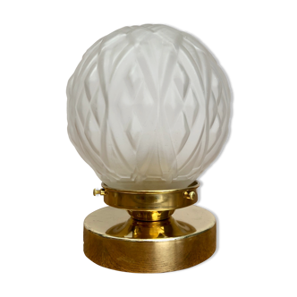 Vintage art deco globe table lamp in frosted glass