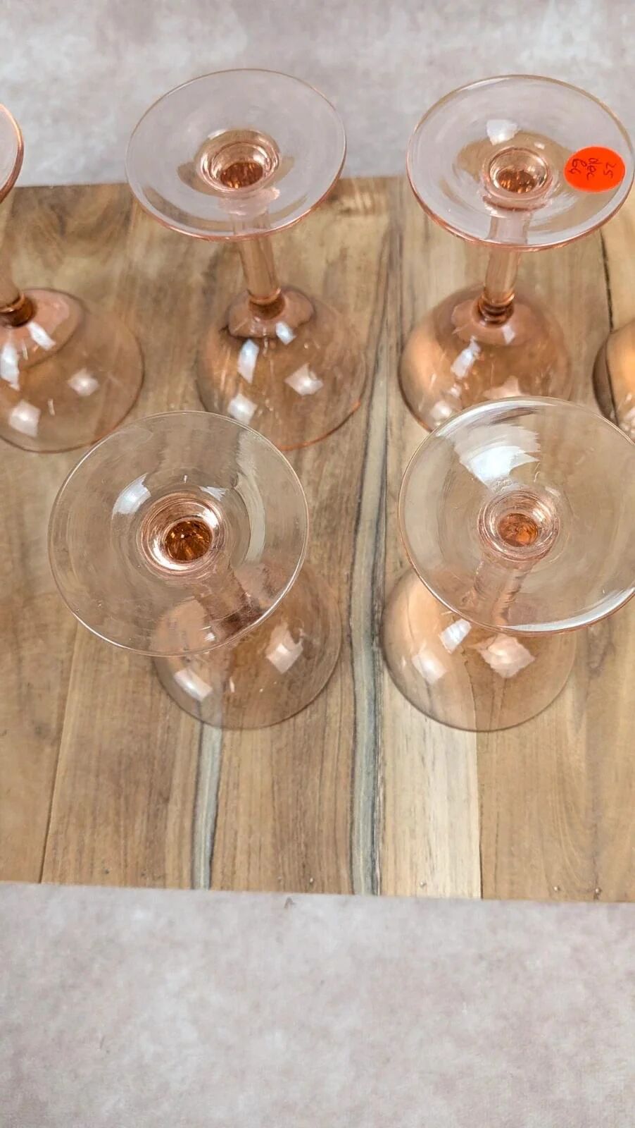 Plateau Portieux pink + 6 matching glasses