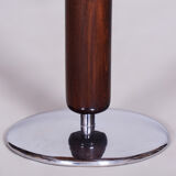 Art deco walnut chrome round table Jindrich Halabala 1930s Czechia