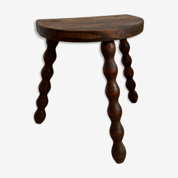Old wood tripod farm stool