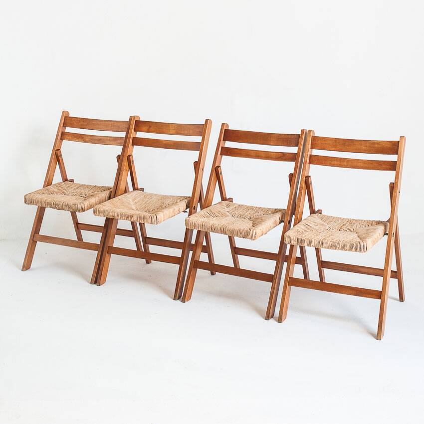 Vintage Silvio Coppola / Fratelli Montina table + chairs. Italy, 1970s