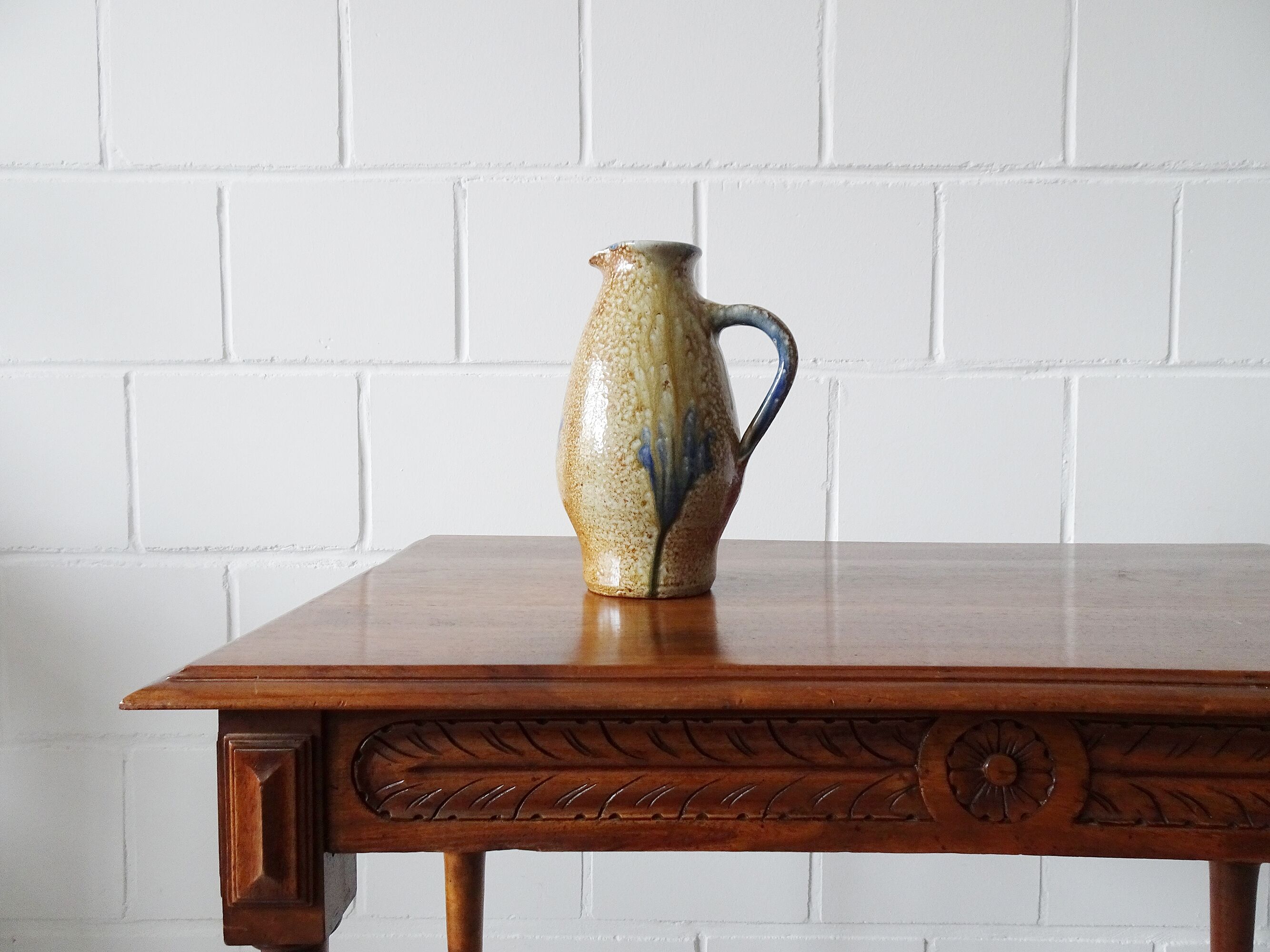 large ceramic jug with salt glaze, studio pottery