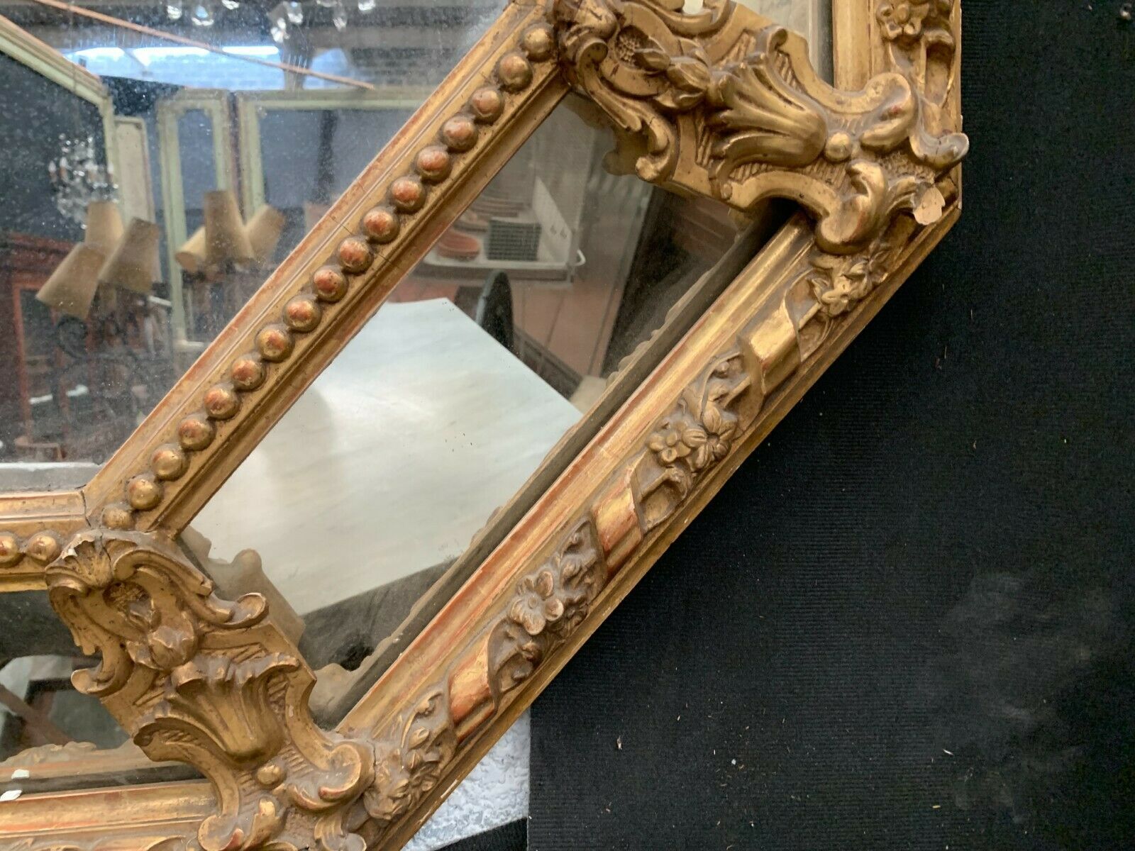 Mirror has wooden closed and gilded stucco  Napoleon III 19th century
