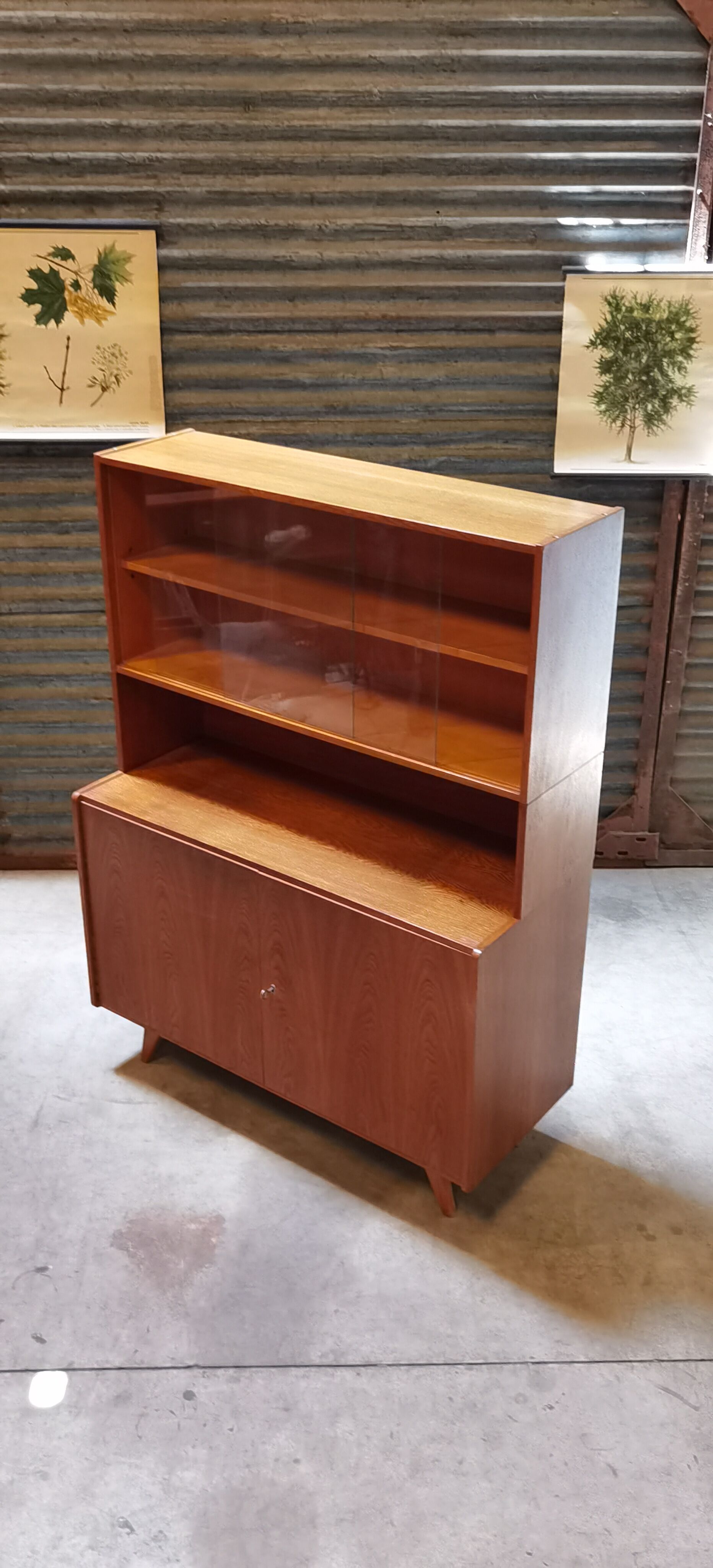 High buffet Biblitheque compass feet U 450 by Jiri Jiroutek for Interier Praha 1960