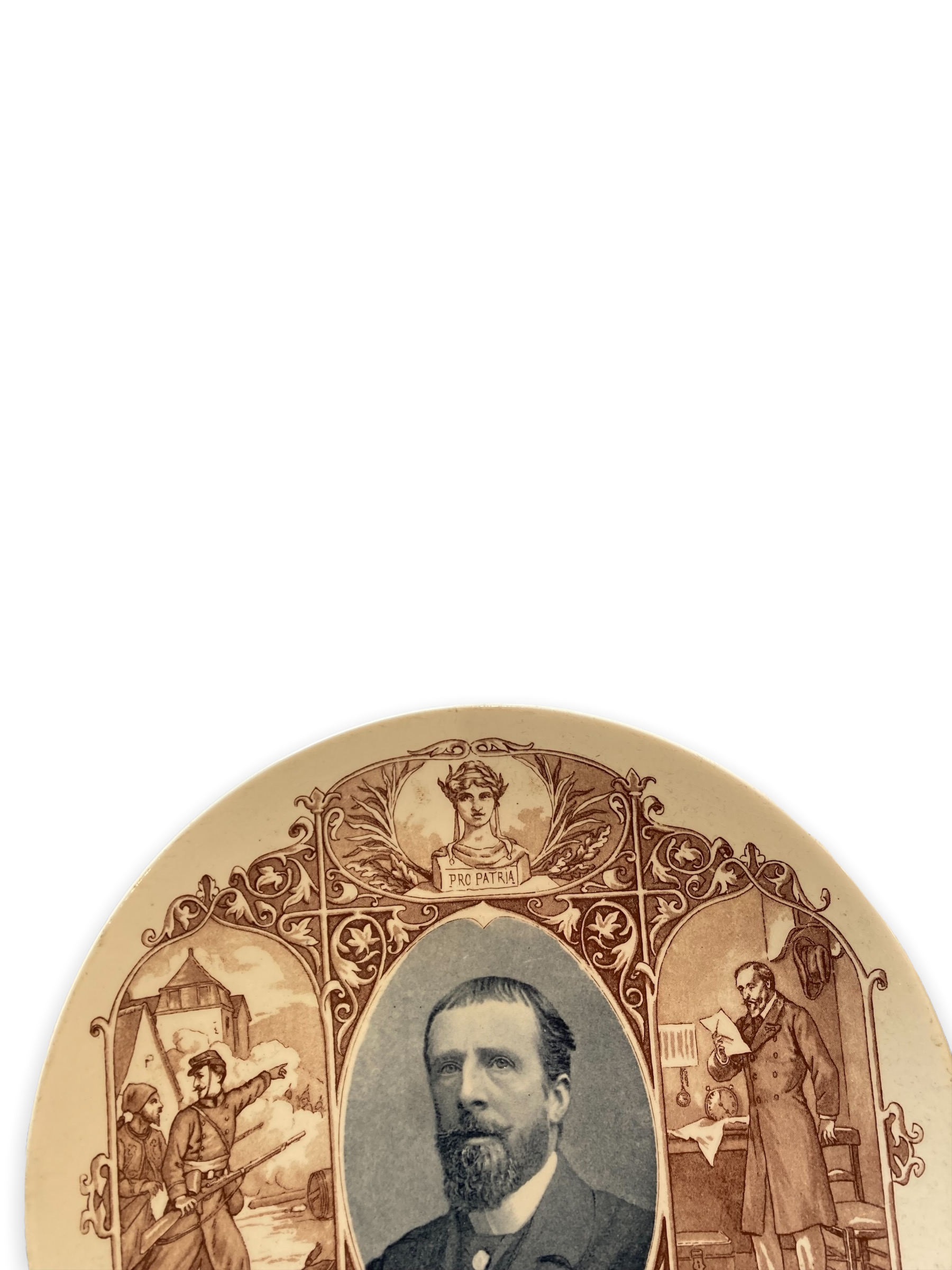 Assiette Historiée Commémorative En Faience De Sarreguemines Paul Déroulède 1870