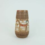 Italian mid century vase fratelli fanciullacci horse sgraffito decor rare glaze variation