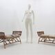 Mid century rattan benches, set of 2