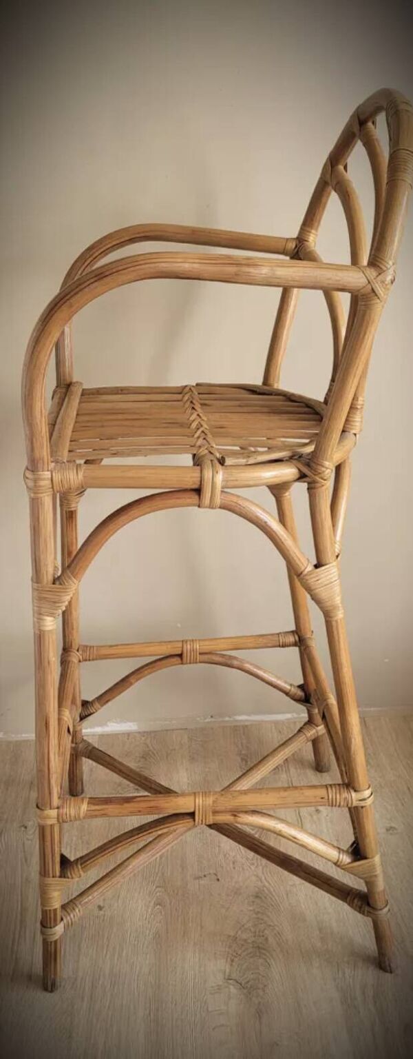 Tabouret haut rotin