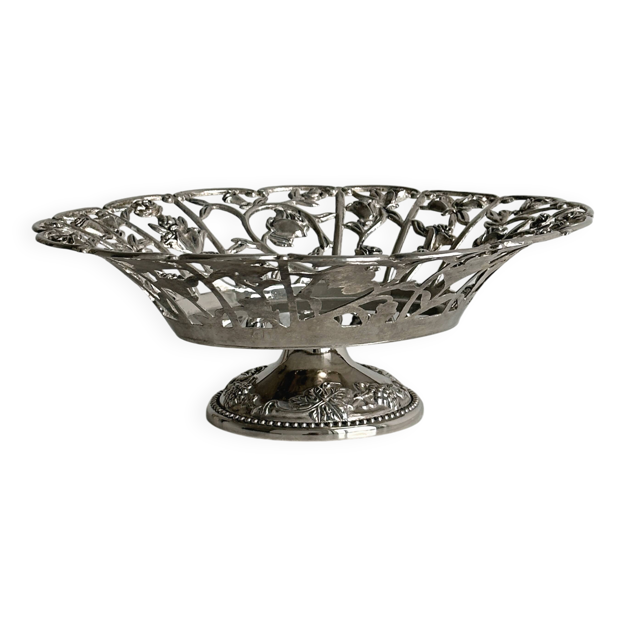 Silver-plated openwork metal stand