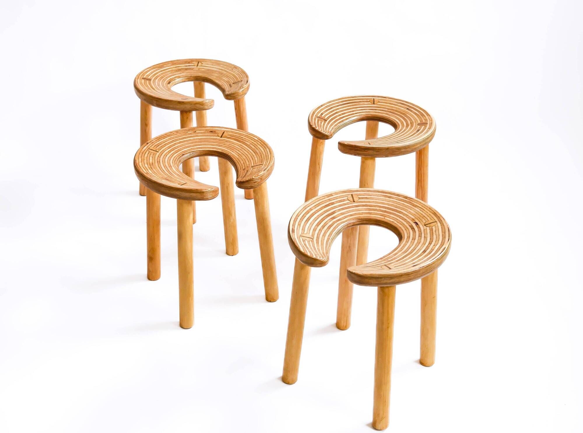 Set of four sauna stools, Antti Nurmesniemi, designed for the Palace Hotel, Helsinki 1952