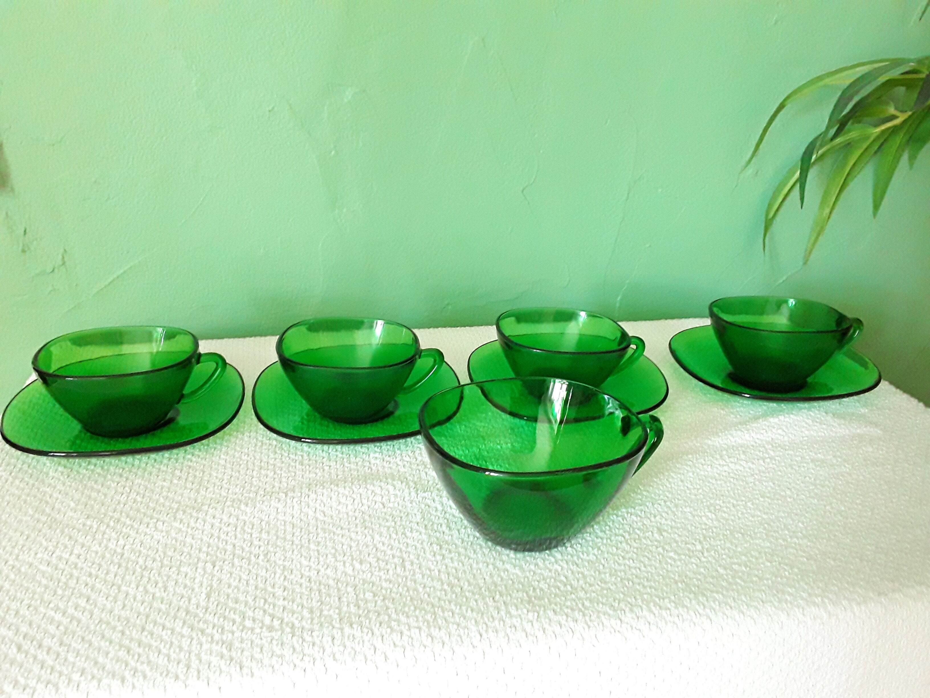 Vintage Vereco cups made of green glass