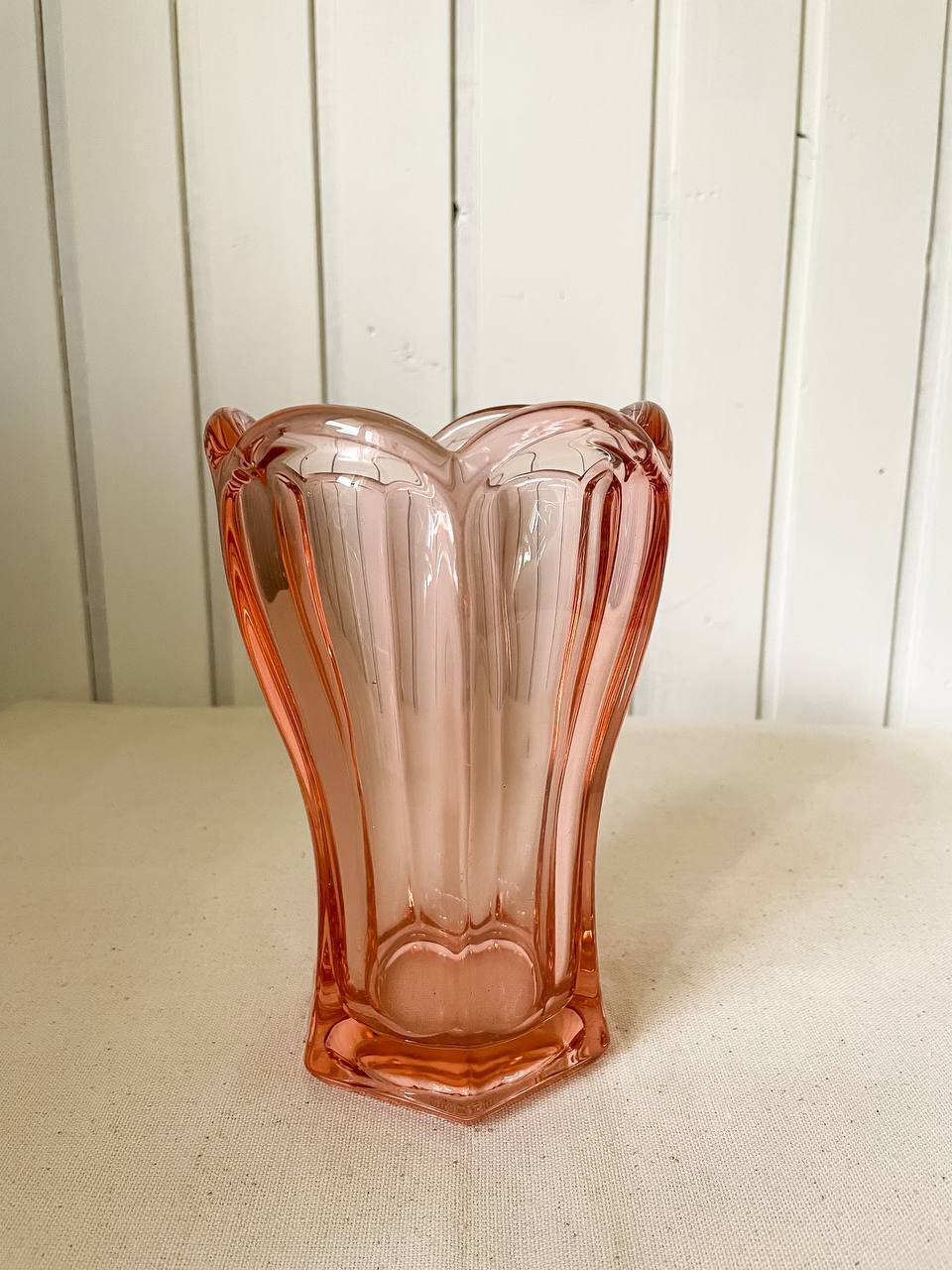 Art Deco Style Pink Glass Vase