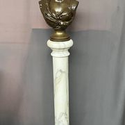Léopold Harzé (1831–1893). Bronze bust of a young woman on a marble base. Belgium. Dated 1878.