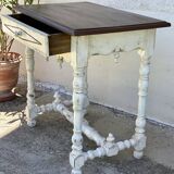 Small Renaissance-style patinated desk table with 1 drawer