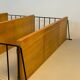 Floating wall shelf in oak veneer and black metal, 1960s