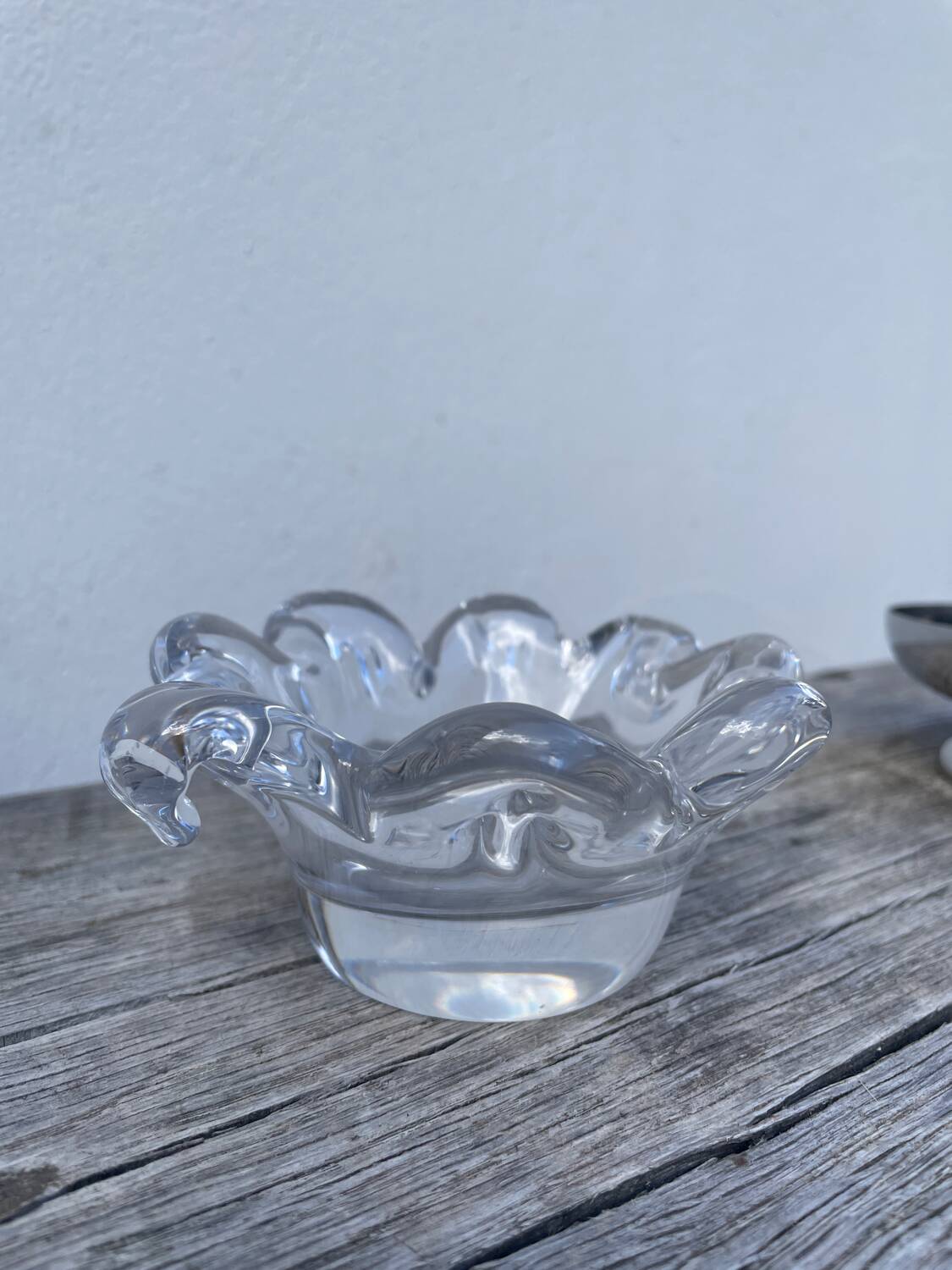 Crystal tea light candle holder in glass Cristallerie Lorraine