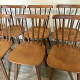 Set of 8 vintage chairs with bars and compass legs 1960