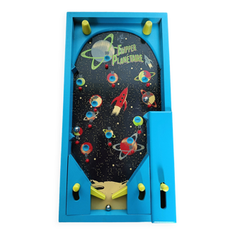 Old toy game "planetary pinball" in wood with metal balls