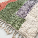 Moroccan Berber carpet Beni Ouarain ecru with colorful patterns 206x132cm