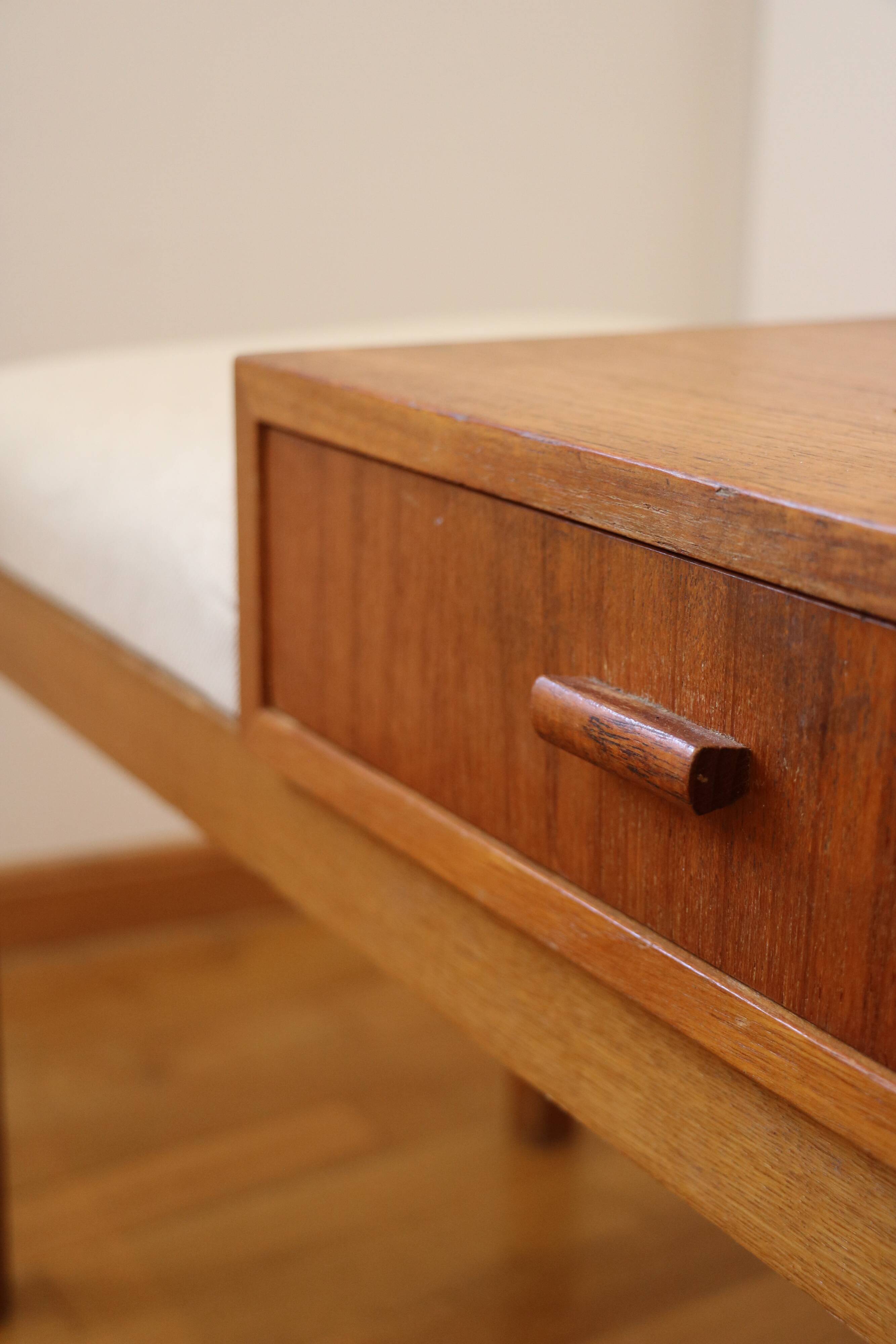Entrance bench, Scandinavian modular telephone bench, teak, 1960