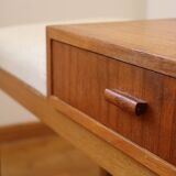Banc d'entrée, banquette téléphonique modulable scandinave, teck, 1960