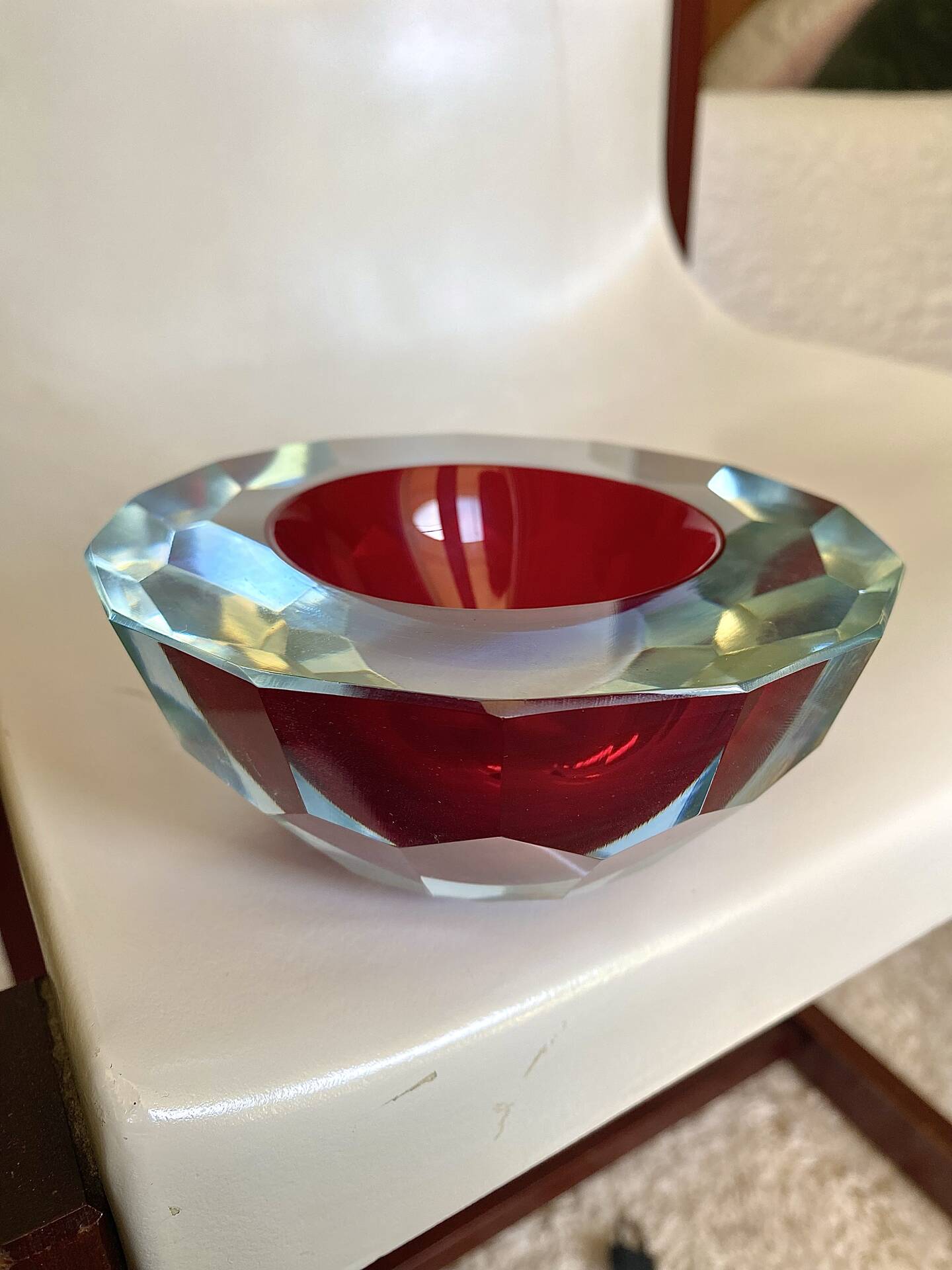 Murano glass geode faceted bowl