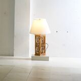 Chippendale Style Lattice Rattan Bamboo Table Lamp