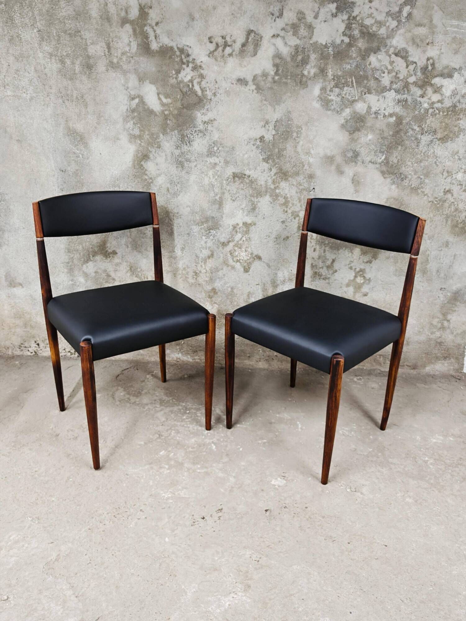 Paire de chaises salle à manger MCM palissandre cuir Danemark 1960