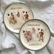 2 iron earth dessert plates HB Choisy le Roi card game theme